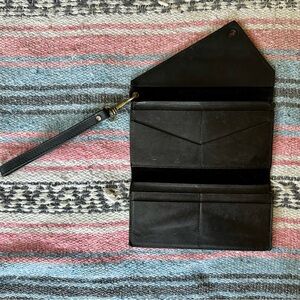 handmade • black leather homemade wristlet wallet portland leather kenya
